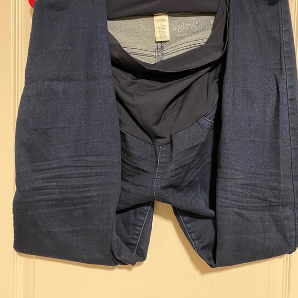 Aglow Maternity Jeggings Size 8 Tummy Panel Dark Wash Stretch Denim Skinny Jean - Picture 3 of 5